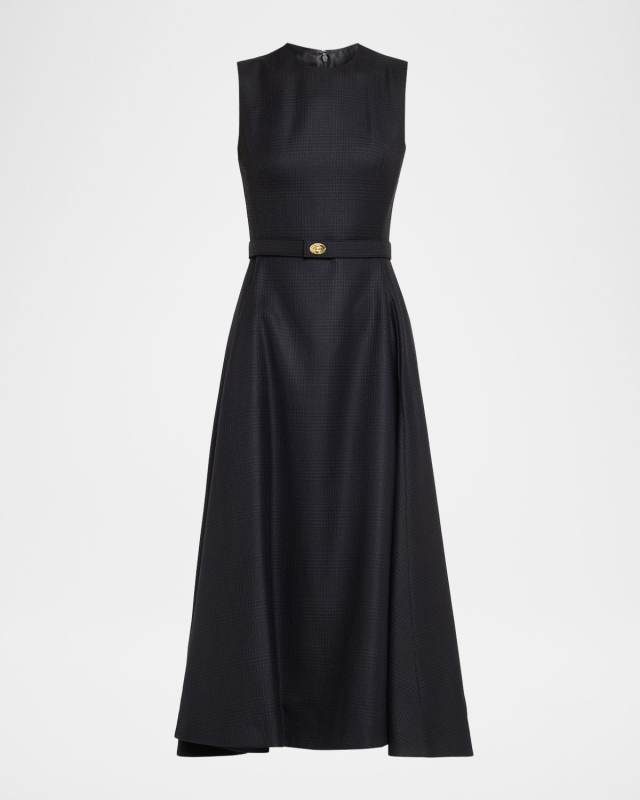 Amelia Prince Of Wales Belted Sleeveless Midi Dress